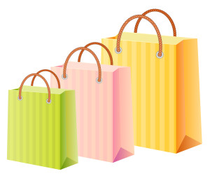 shopping bags set; multicolor; vector illustration; isolated