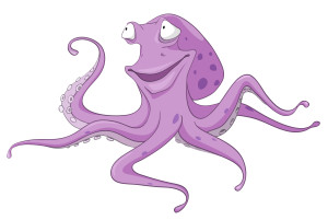Cartoon Character Octopus Isolated on White Background. Vector.