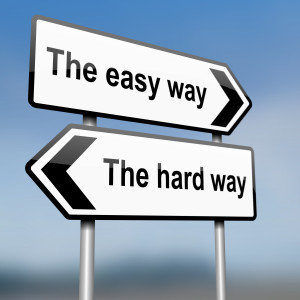 illustration depicting a sign post with directional arrows containing a choices concept.